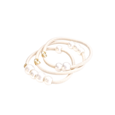 Corinne Hair Tie Pearls Beige 3 Stk