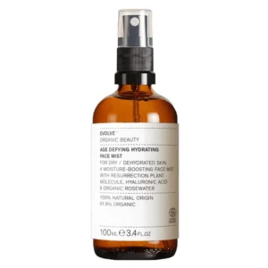 foryng din hud med Evolve Age Defying Hydrating Face Mist – en kraftfuld ansigtsmist, der kombinerer hyaluronsyre og rosenhydrosol for at give intens fugt