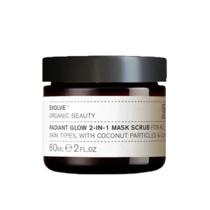EVOLVE Radiant Glow Mask Scrub 2 in 1 –eksfolierende maske med kakao og kokosnød, der renser og giver en sund glød