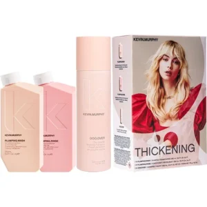 Kevin Murphy Thickening- Er et sæt der styrker hovedbunden og skaber en tæthed i håret, som får det til at føles kraftigere og giver en fantastisk volumen.