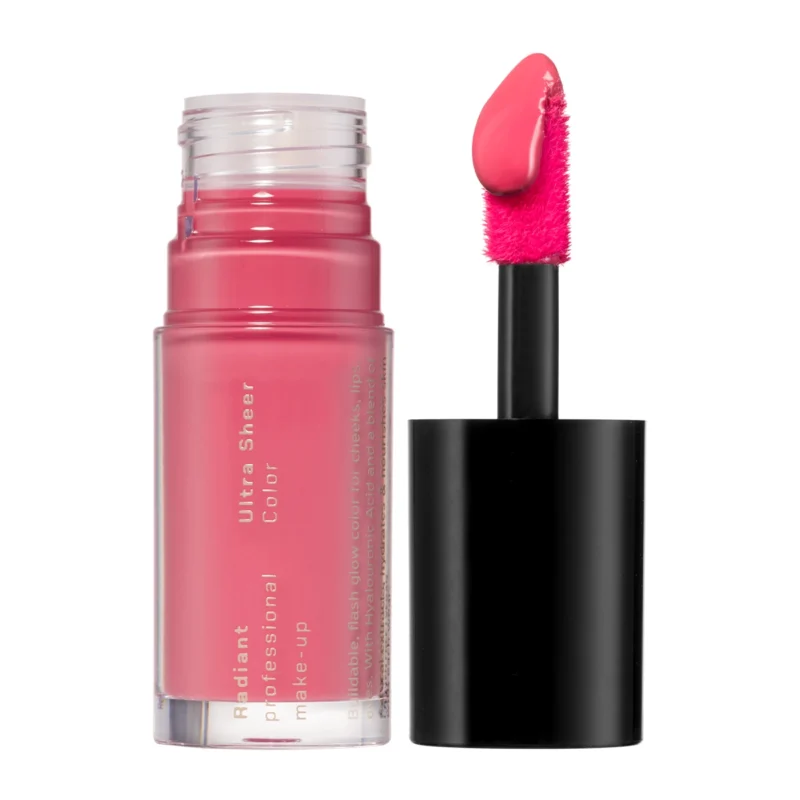 Ultra Sheer Color – Flydende blush i fem nuancer (Candy Apple, Papaya, Lollipop, Radish og Chatney). Vandafvisende og fugtgivende formel, der giver en naturlig, langtidsholdbar glød. Let, silkeblød tekstur, der blender ubesværet ind i huden og kan opbygges efter behov.